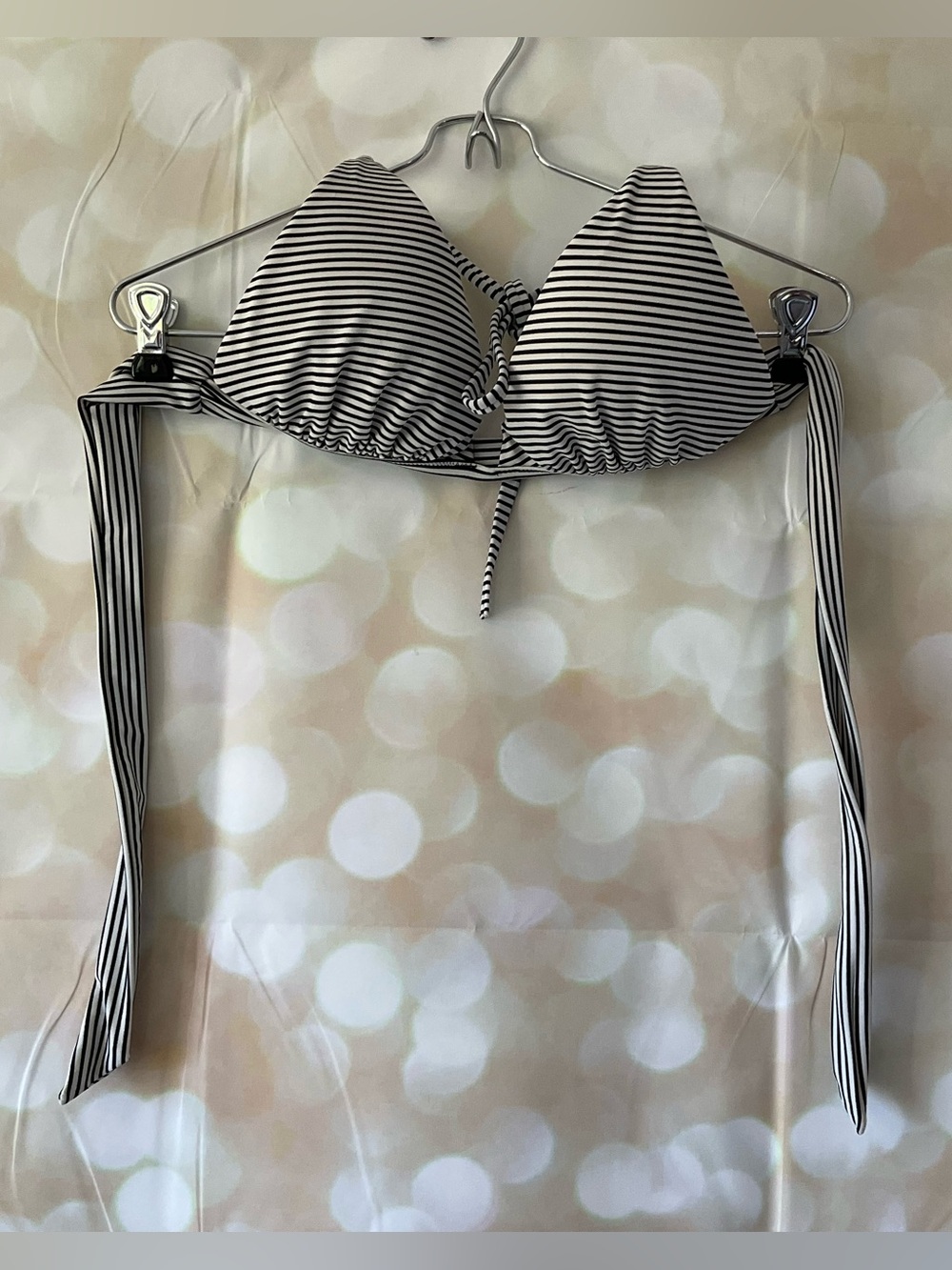 Victoria Secrets Black and White Stripped Bikini Top
